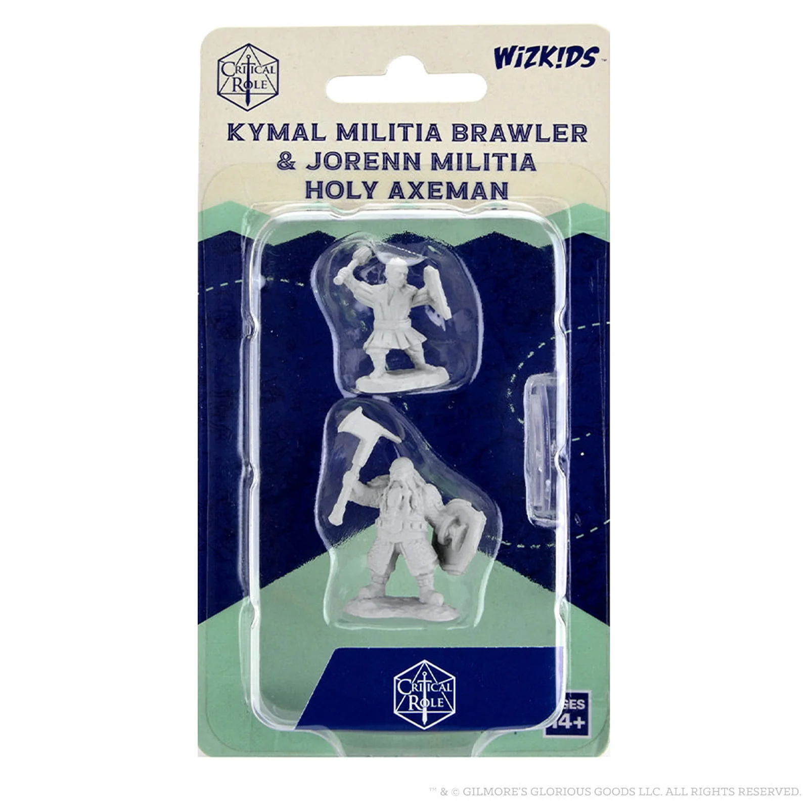 Critical Role Unpainted Miniatures: Kymal Militia Brawler & Jorenn Militia Holy Axeman