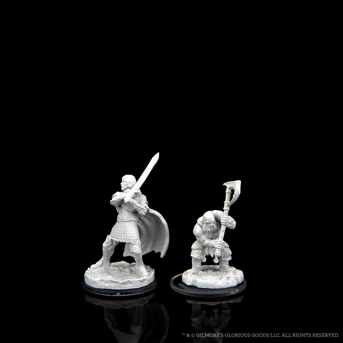 Critical Role Unpainted Miniatures: Westruun Militia Swordsman & Kraghammer Axeman - Image 3