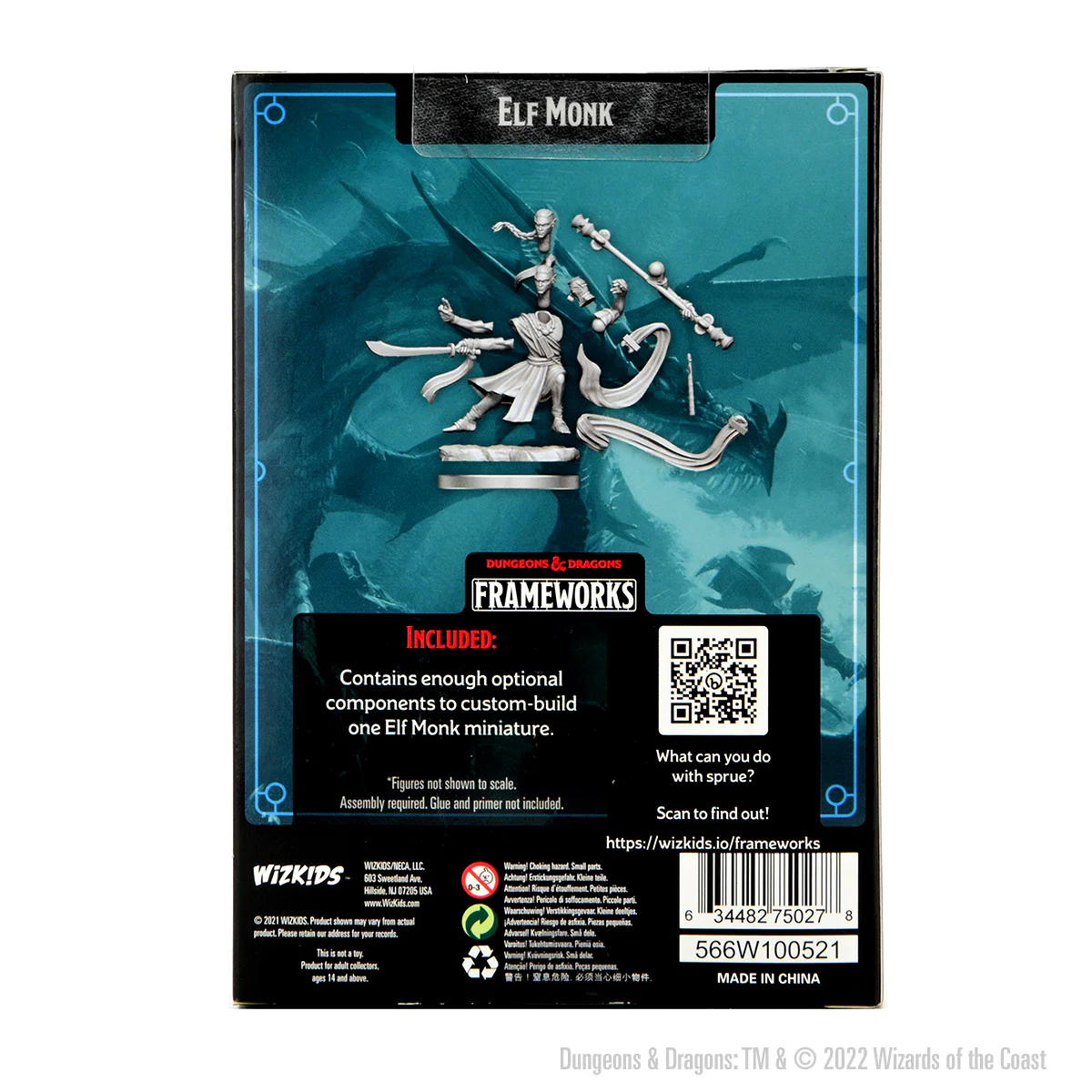 D&D Frameworks: Elf Monk Male - Unpainted and Unassembled - Image 2