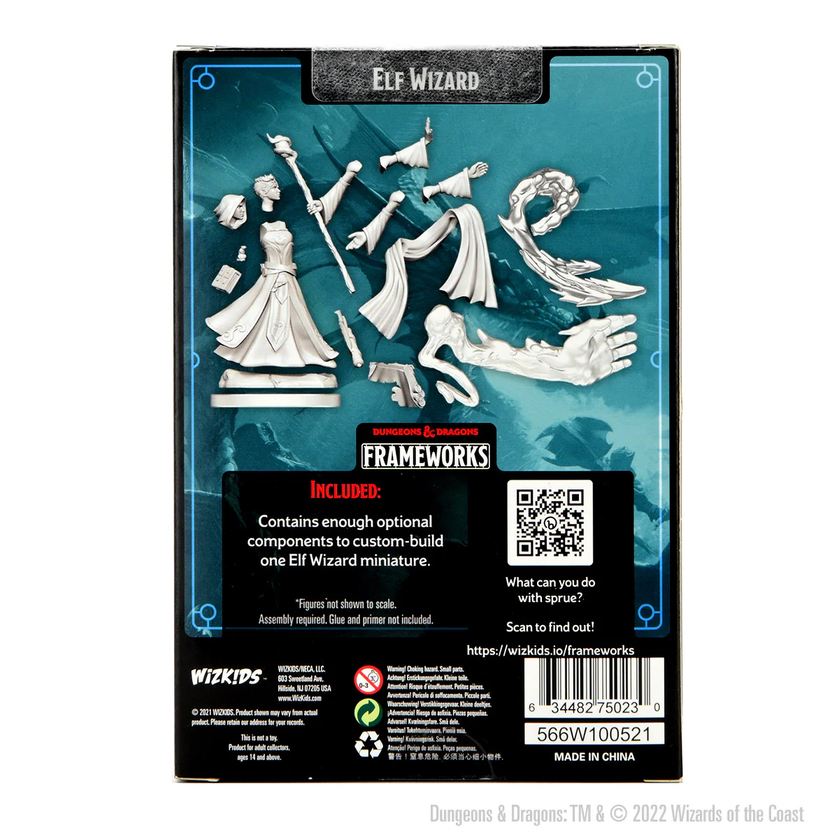 D&D Frameworks: Elf Wizard Female - Unpainted and Unassembled - Image 2