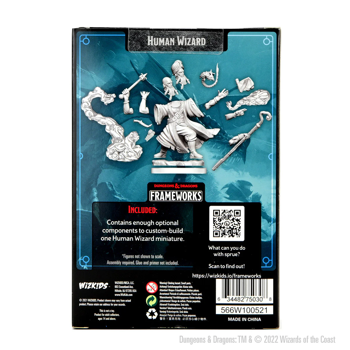 D&D Frameworks: Human Wizard Male - Unpainted and Unassembled - Image 2