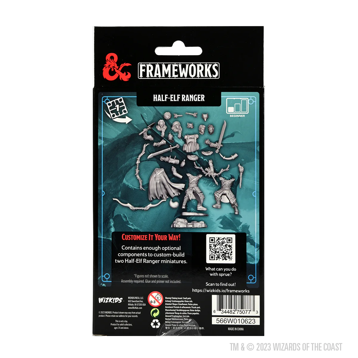 D&D Frameworks: Male Half-Elf Ranger - Unpainted and Unassembled - Image 2