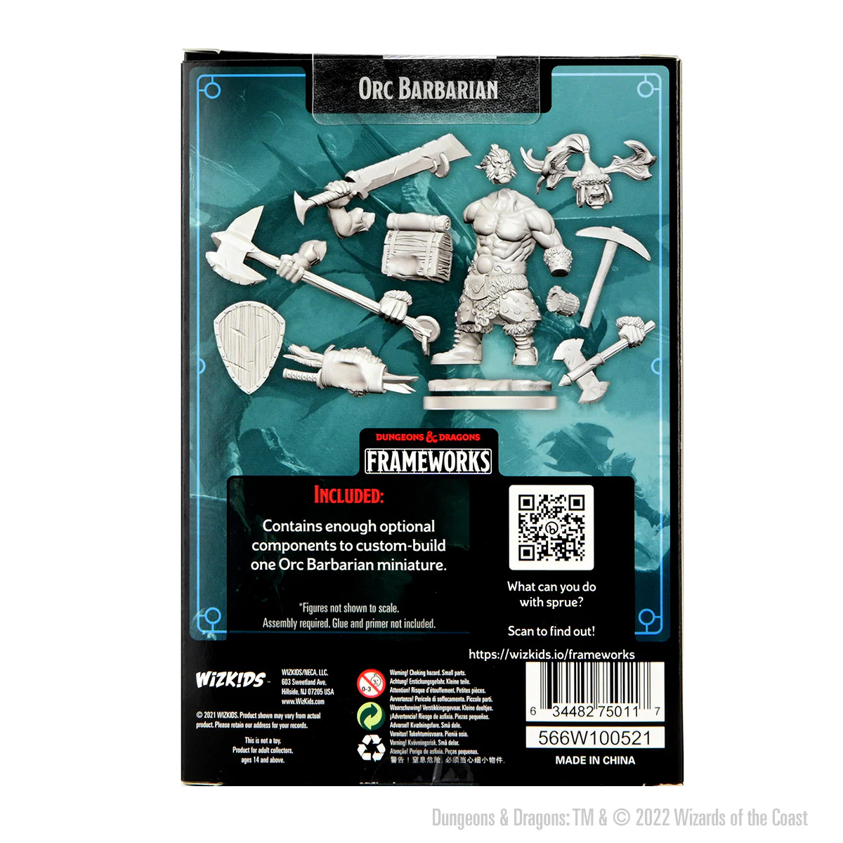 D&D Frameworks: Orc Barbarian Male - Unpainted and Unassembled - Image 2