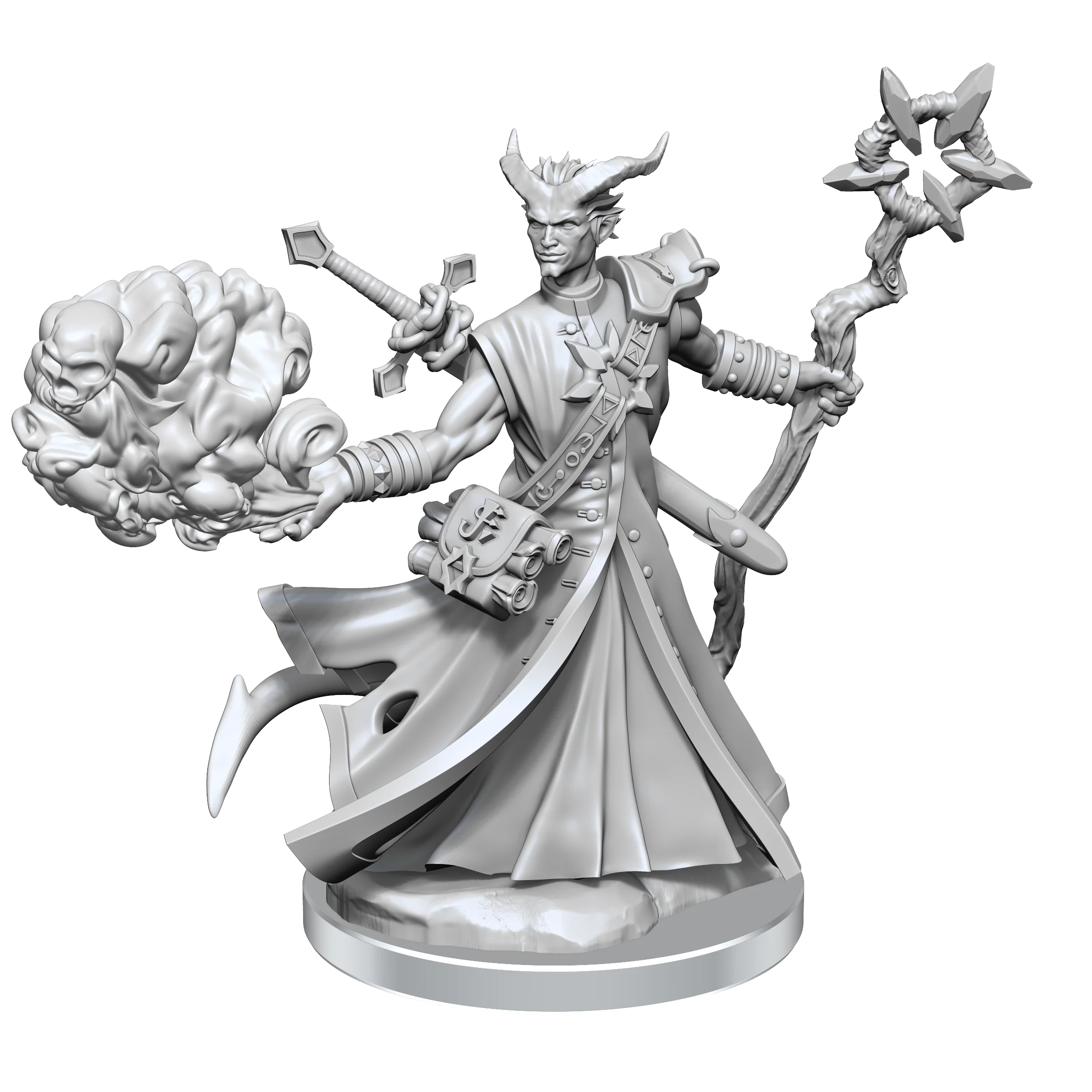 D&D Frameworks: Tiefling Warlock Male - Unpainted and Unassembled - Image 3