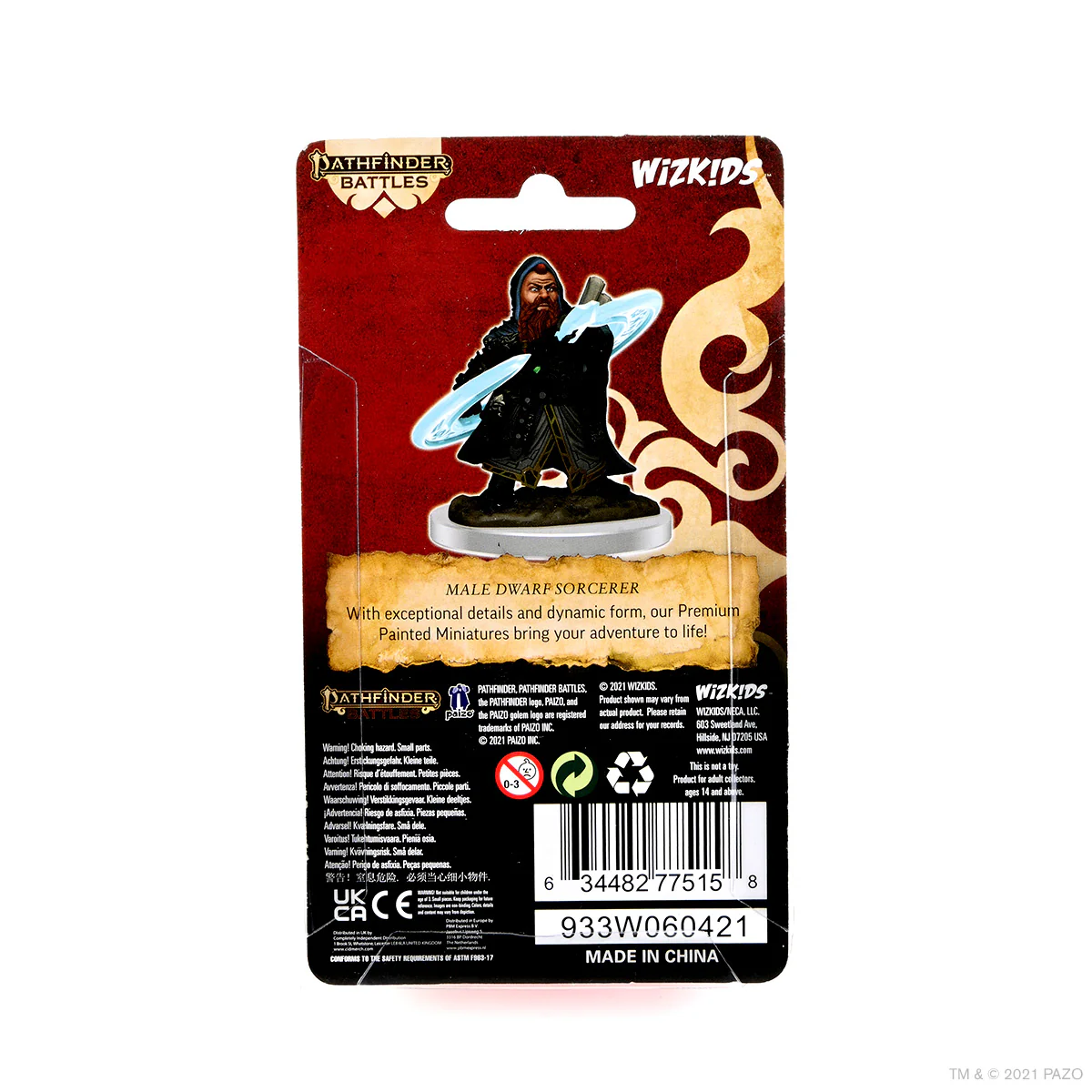 Pathfinder Battles: Premium Painted Figure - Male Dwarf Sorcerer - Image 2