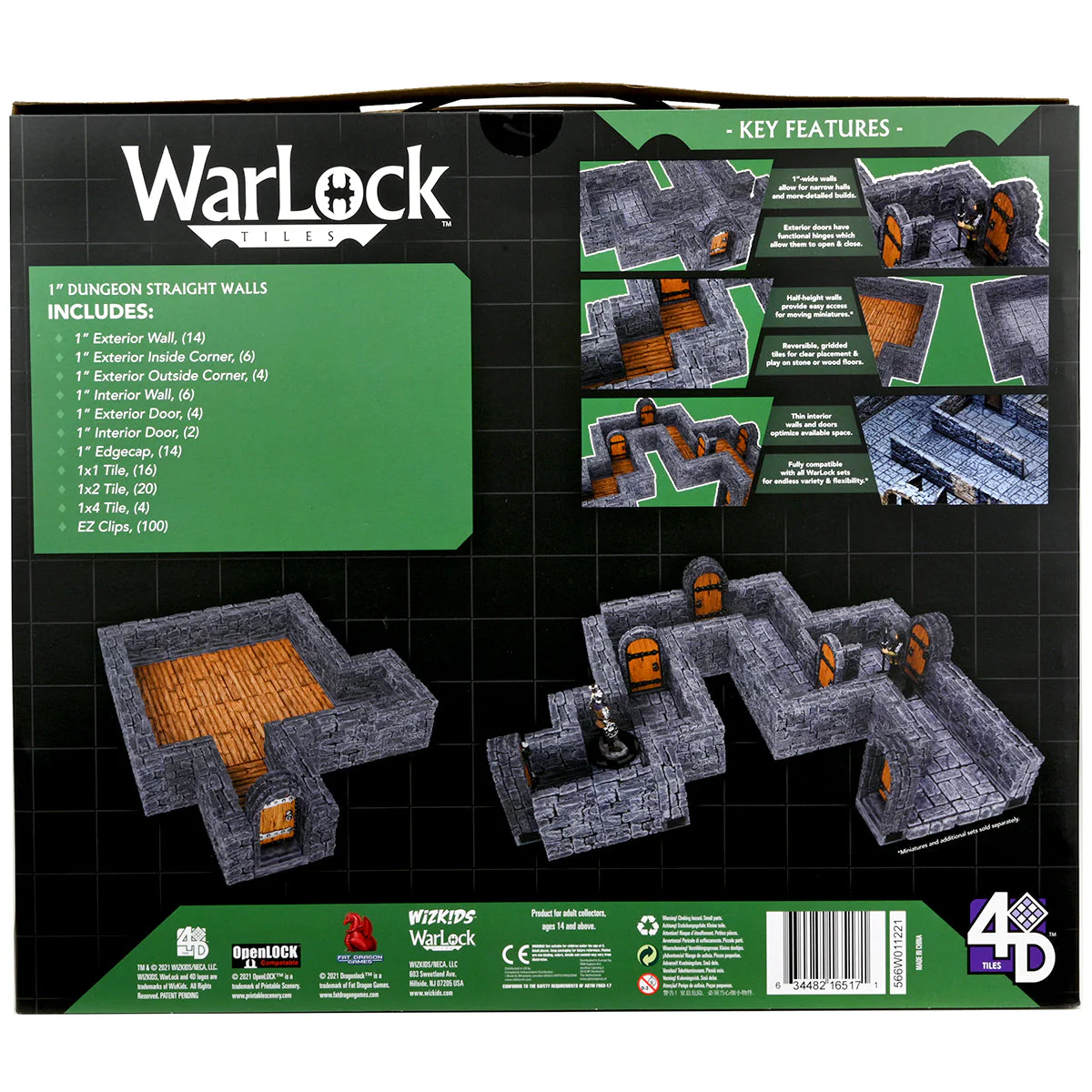 WarLock Tiles: Expansion Pack - 1 in. Dungeon Straight Walls - Image 4
