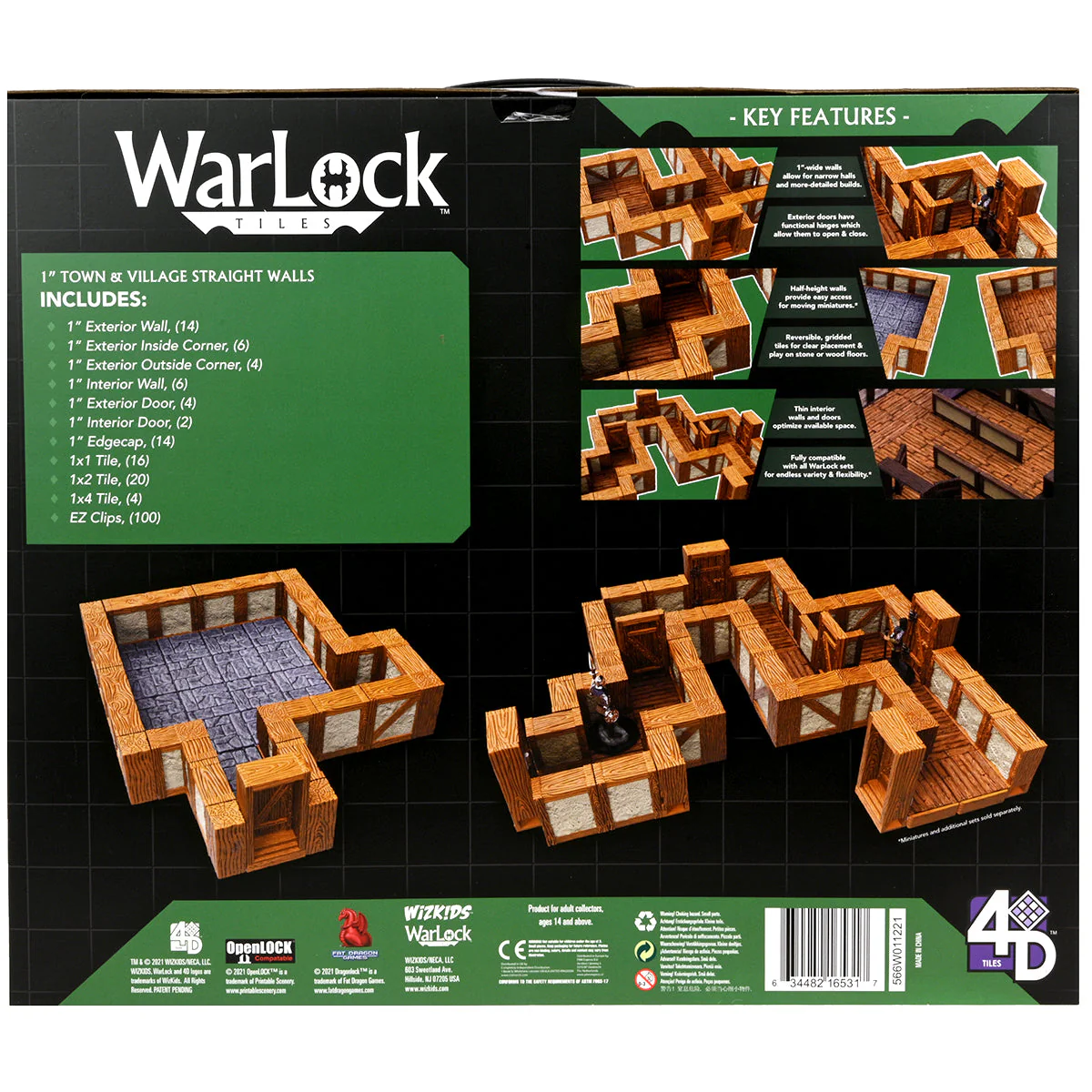 WarLock Tiles: Expansion Pack - 1 in. Town & Village Straight Walls - Image 4