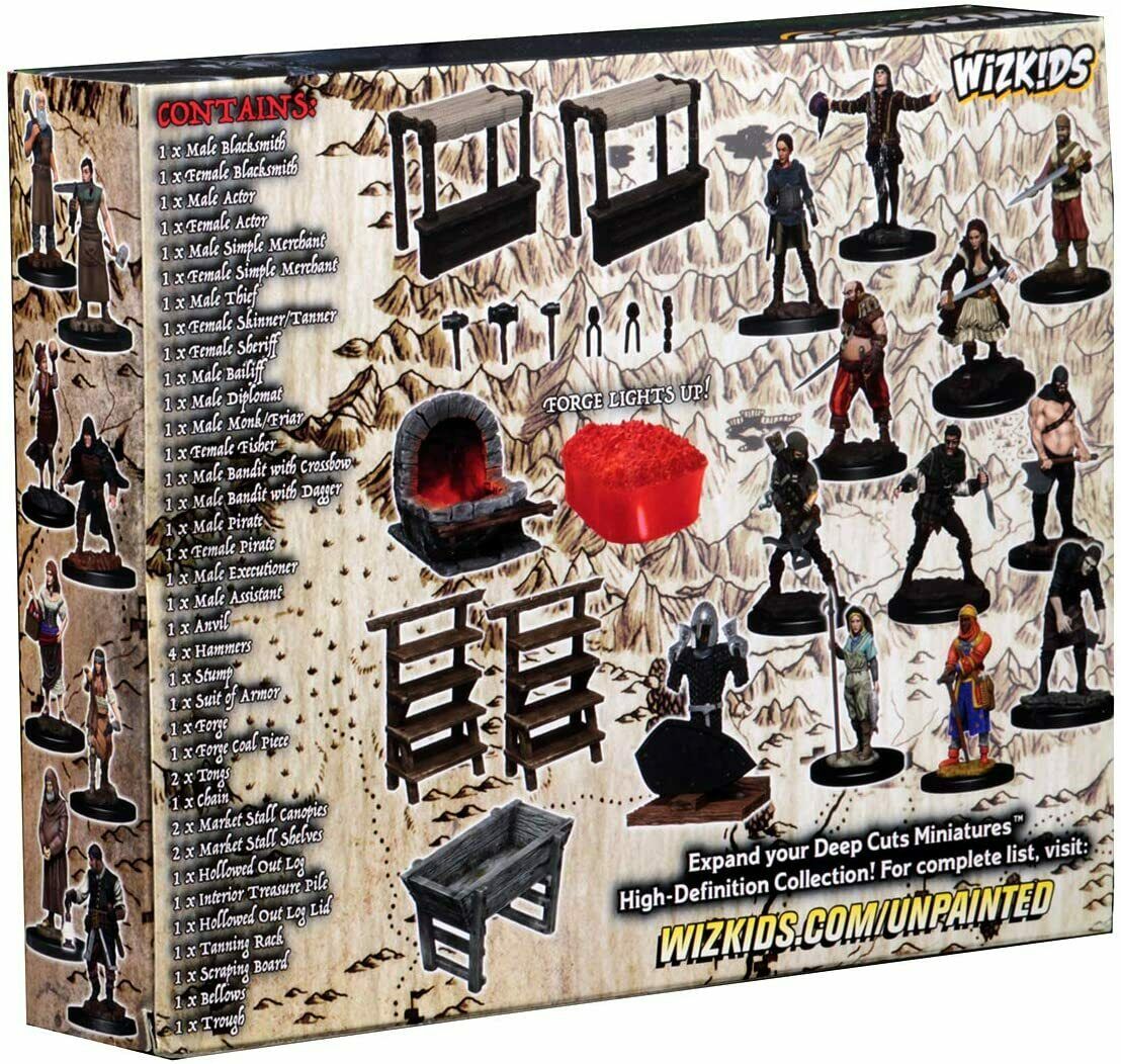 WizKids Deep Cuts: Townspeople & Accessories Unpainted Miniatures - Image 2